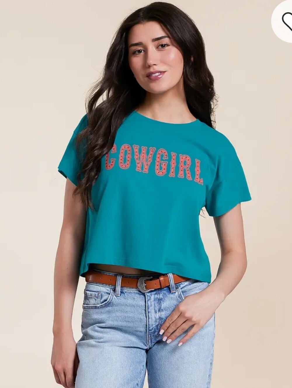 Ariat Cowgirl Boxy Cropped Blue Short Sleeve Graphic T Shirt